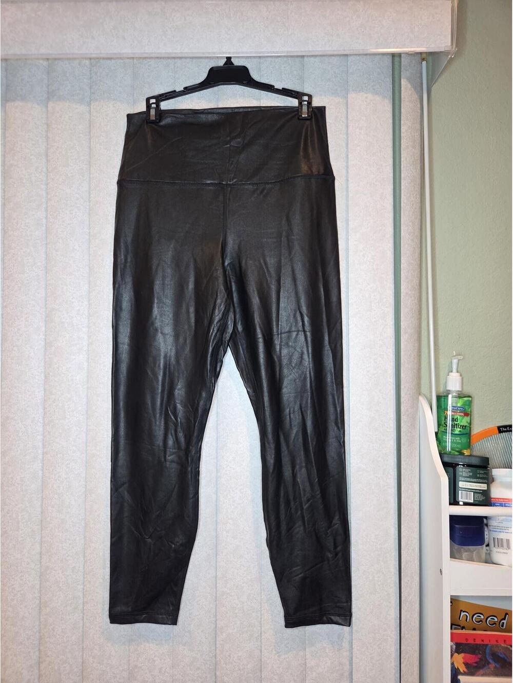 90 Degree by Reflex Black Faux Leather Leggings Size XL